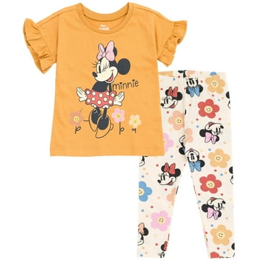Disney Minnie Mouse Toddler Girls T-Shirt and Leggings Outfit Set Brown / White 4T