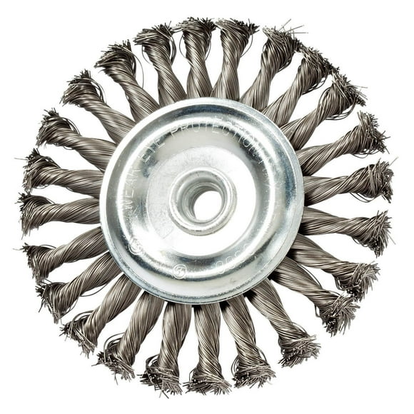 Mercer Industries 186510 Knot Wire Wheel, 4" x 1/2" x (5/8"-11, M10 x 1.25, M10 x 1.5), For Angle Grinders, Carbon Steel 5" x 1/2" x 5/8"-11