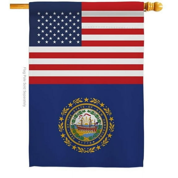 28 x 40 in. USA New Hampshire American State Vertical House Flag with Double-Sided Decorative Banner Garden Yard Gift