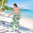 thumbnail image 7 of FORMRS Womens Long Sarong Beach Wrap Semi-Sheer Bikini Skirt Bathing Swimsuit Cover Up, Green Leaves Pattern, 7 of 7