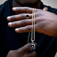 thumbnail image 3 of . A-Z Initial Letters Men Necklaces  Geometric Pendant with Box Cuban Rope Chain  Stainless Steel Square Simple Collar, 3 of 6