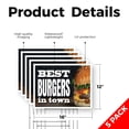 thumbnail image 2 of The Best Burgers In Town Yard Sign 5 Pack of 12 Inch x 16 Inch Double Sided Weatherproof Heavy-Duty Plastic with Stake | Restaurant Specials, Freshly Made, Delicious Meals | Made in USA, 2 of 7