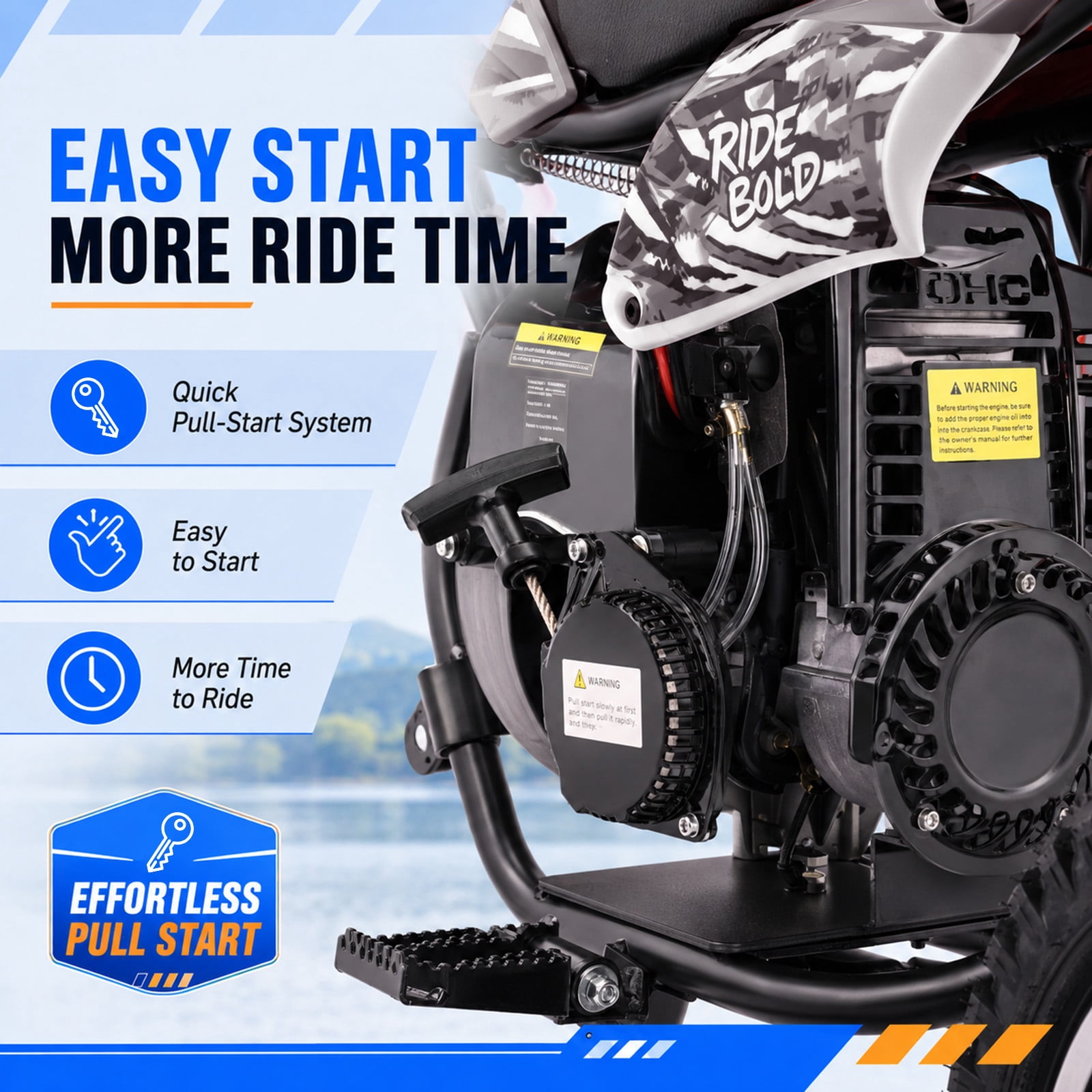 QEASET 39CC Dirt Bike, Mini Bike 4-Stroke Gas Powered off Road with Max Speed 20MPH, Pull Start