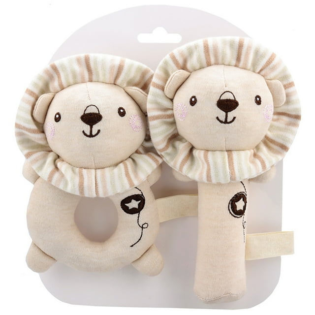 Bangcool Baby Rattle Toy Animal - 2PCS Stuffed Infant Hand Grip Toy Newborn Hand Rattle