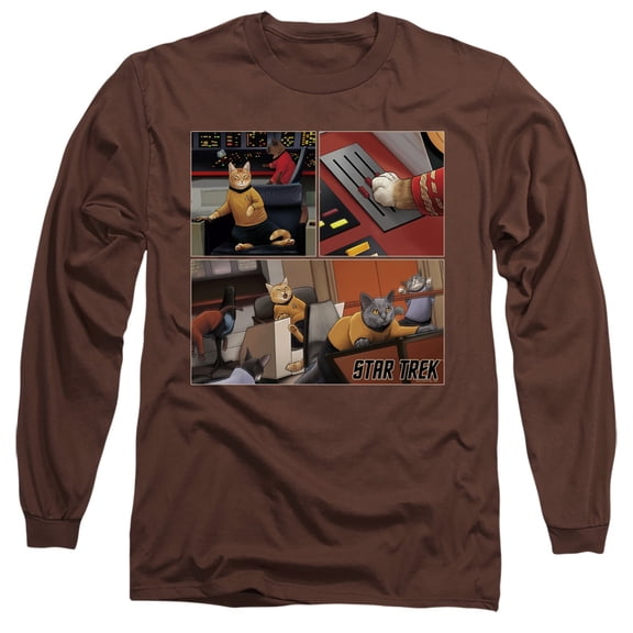 Star Trek Warp Speed Triptych Long Sleeve Adult 18/1 T-Shirt Coffee