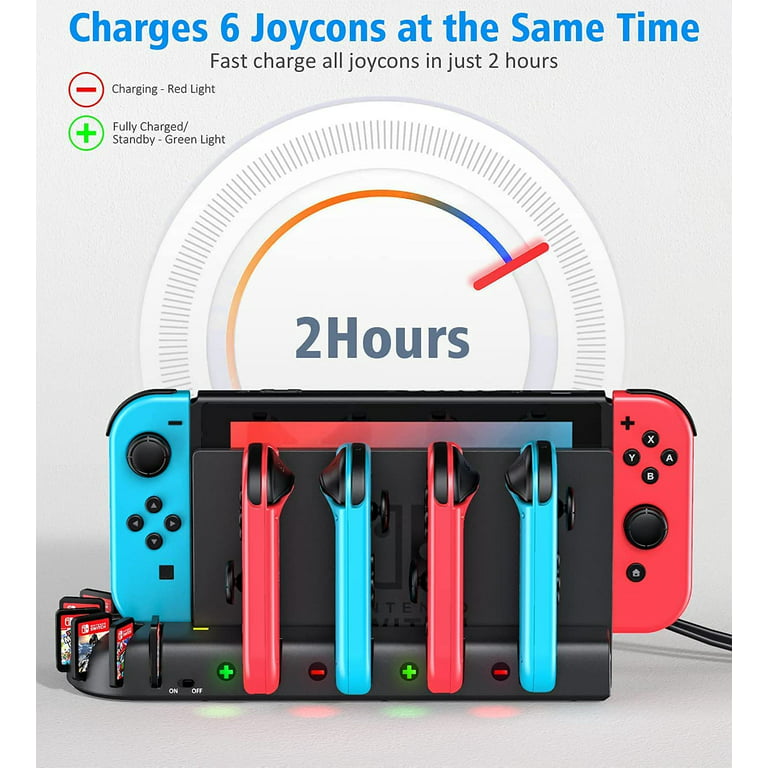 Specialist selv sav Nintendo Switch Controller Charger, KDD Joy-Con Charging Dock with 8 Games  Storage & LED Indicator - Walmart.com