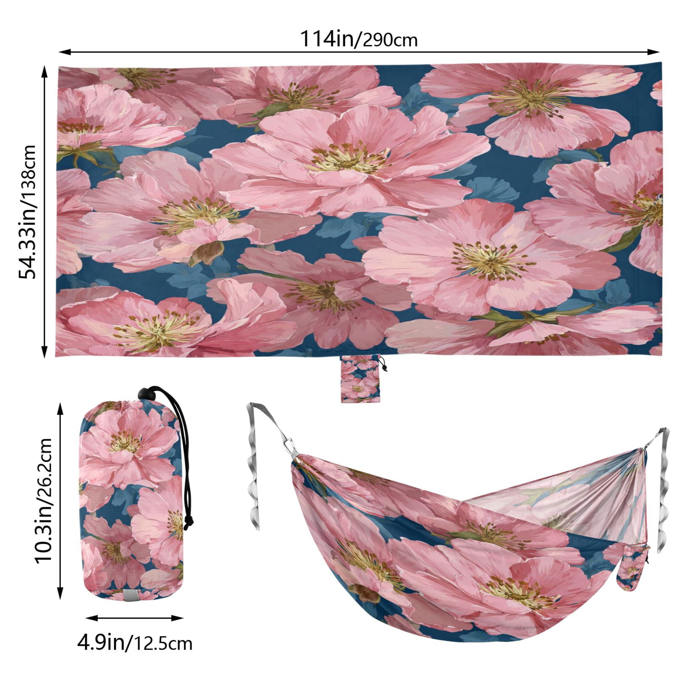 Hammock Camping Hammock Nylon Portable Hammock Travel Camping Hammock Pink Flower Seamless Design