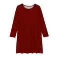 thumbnail image 5 of Girls Long Sleeve Swings Dress, Casual Cotton Twirly Skater Dresses, Loose Casual Holiday Midi Sundress Wine 9 Years, 5 of 5
