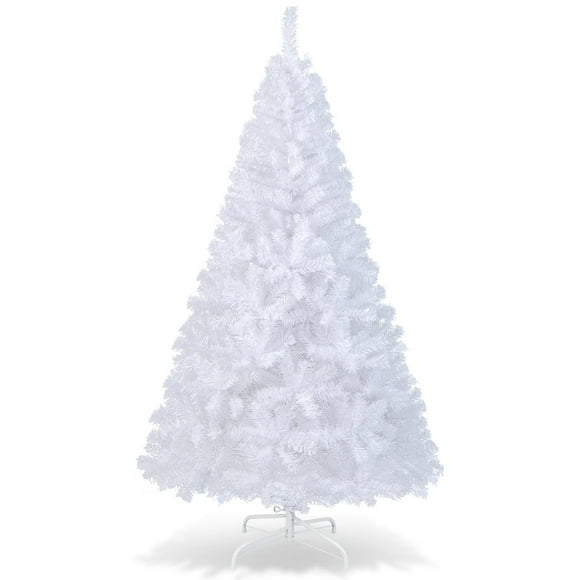OFFICEJOY 6Ft Artificial White Christmas Tree, Pine Tree with Solid Metal Legs & Pine Needles, Ideal for Indoor & Outdoor Home, Office, Holiday Decoration