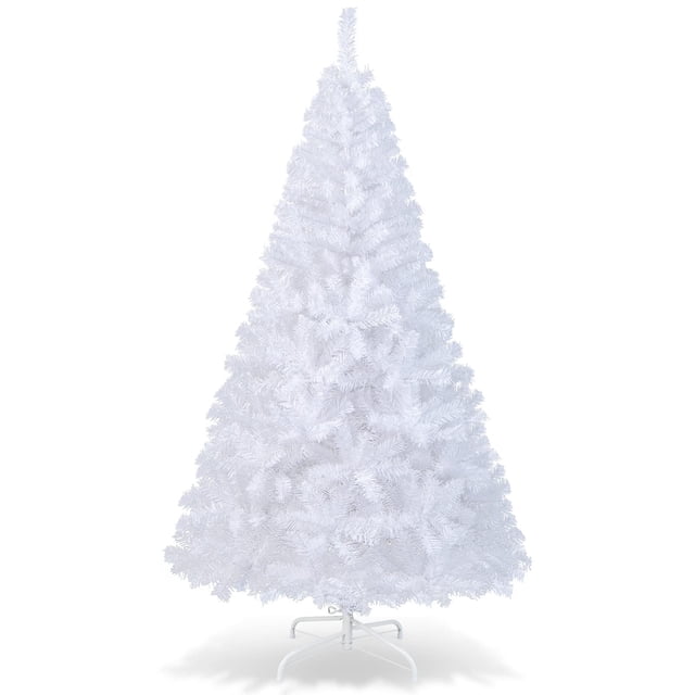 Árbol de Navidad COSTWAY de PVC artificial de 6 pies con soporte blanco