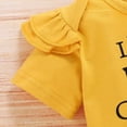 thumbnail image 3 of GRNSHTS Infant Baby Girl Summer Clothes Short Sleeve Ruffled Romper+Sunflower Shorts+Headband Outfits Yellow 3-6 Months, 3 of 11