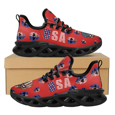 

American Flag Dog Paw Cute Love Heart Versatile Comfortable Women s Sneakers Lightweight Slim Fit Flats Walking Shoe