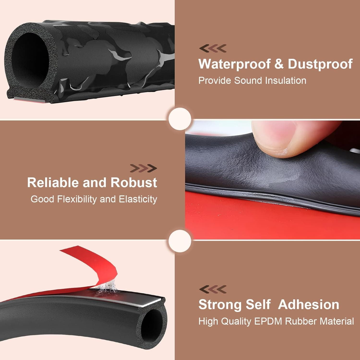 20 Ft Rubber Weather Stripping Door Seal, D Shaped Automotive Weather Stripping, Car Door Seal Strip, Self Adhesive Soundproofing Weatherstripping for Doors Windows Car Truck Auto