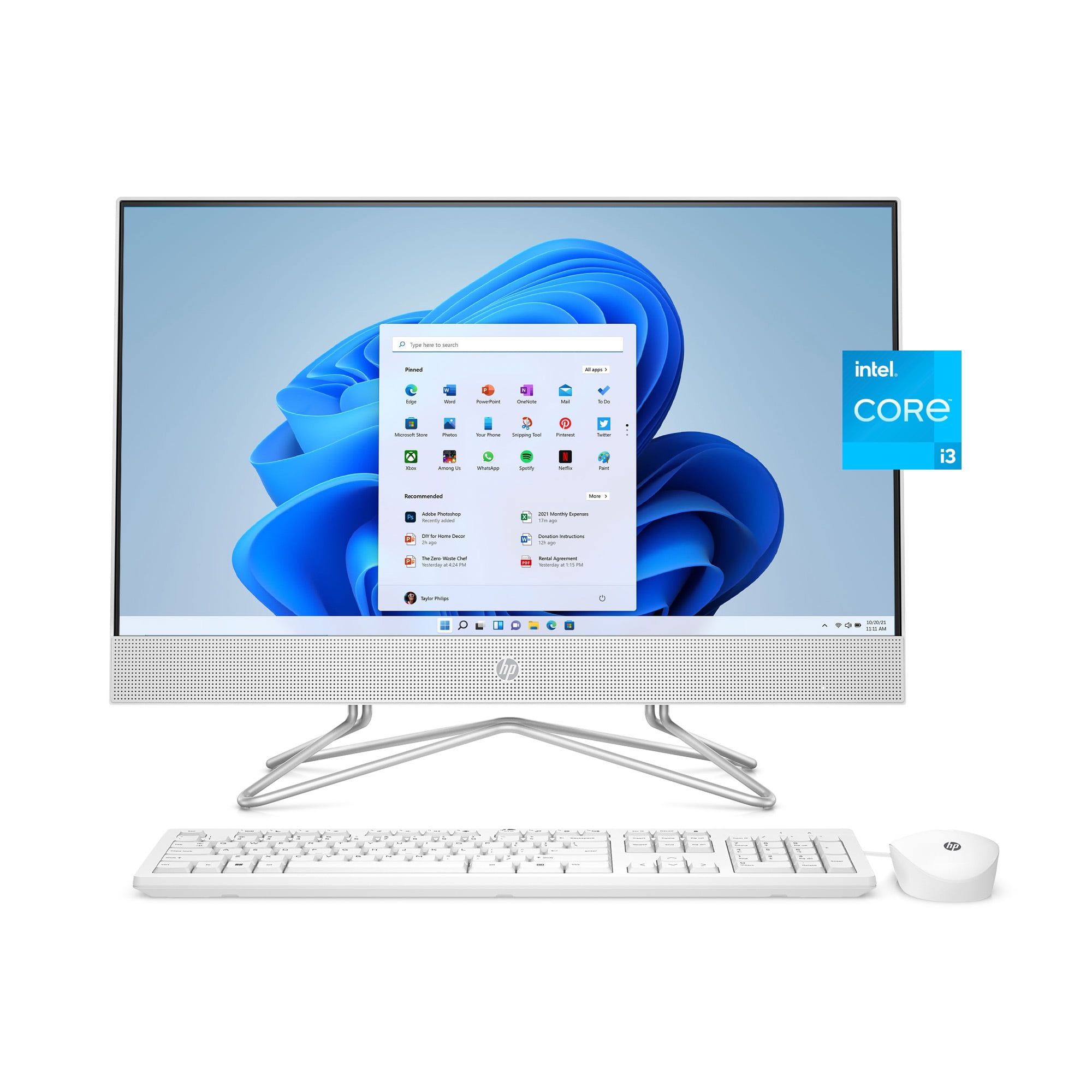 HP 24 All-in-One PC, Core i3-1115G4, 4GB RAM, 256GB Snow White, Windows 11 Home, 24-df1023w