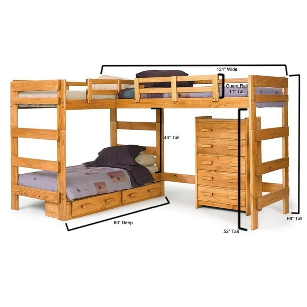 Chelsea Home Furniture Honey L Shaped Loft Bed With Underbed Storage Walmart Com Walmart Com
