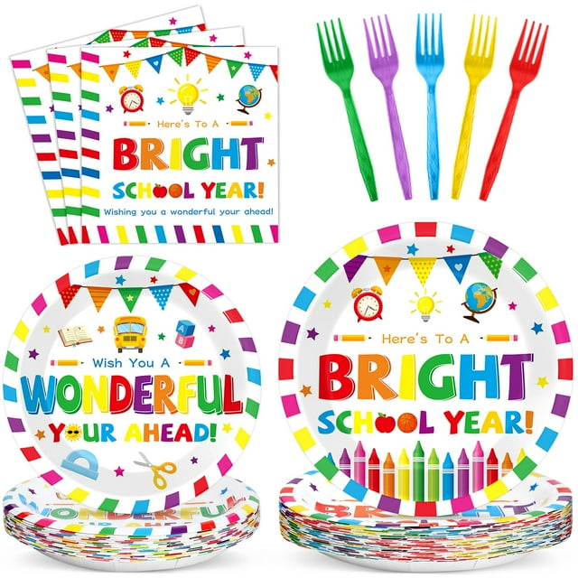 Platos y servilletas Qyeahkj de Back To School Decorations, 100 unidades