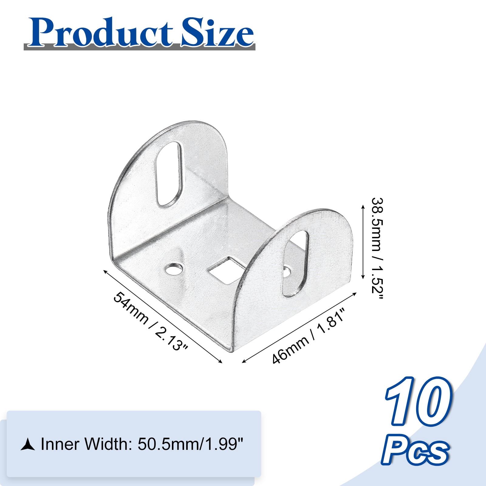 Uxcell 20 Pcs U Bracket for 1.99" Panels, 46 x 54 x 38.5mm Metal U Shaped Fasteners Brackets for Guardrail or Partitions Connection, Silver