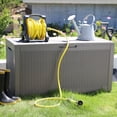 thumbnail image 5 of 380L/100Gal Litre Resin Deck Box Rustproof storage for Patio Furniture with Gas Poles, Garden Tools and Pool Toys, Durable Lockable lid, UV Protected, Weatherproof, Gray, 5 of 7