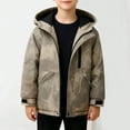 thumbnail image 3 of Cethrio Boys Winter Coats, Windproof Thickened Zip up Warm Winter Outerwear with Hood Khaki Size 6, 3 of 6