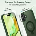thumbnail image 4 of CASEFIV for iPhone 16 Case,with Magnetic Invisible Stand [Military Drop Protection] [Compatible with MagSafe] Shockproof Slim Translucent Case with 2 Screen Protector+2 Lens Protector,Green, 4 of 8