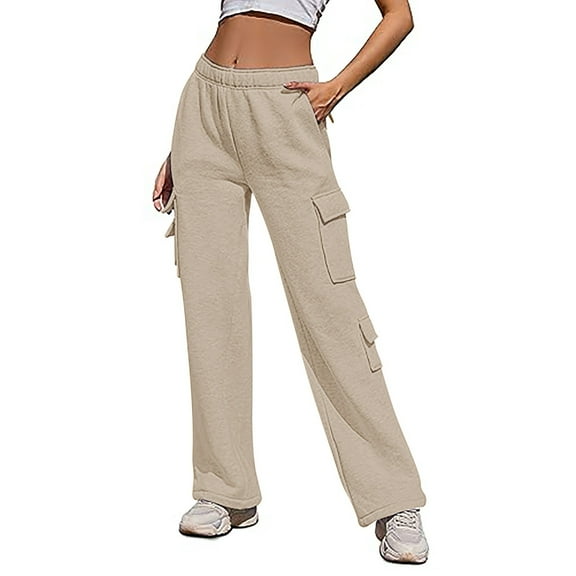 Outfmvch Cargo Pants Women Joggers with Pockets Fleece Pants Women Camo Pants Women Barrel Jeans Women Workout Sets for Women Beige L
