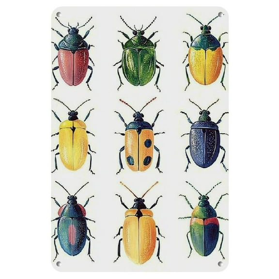 Charming Beetle Watercolor Iron Wall Art, 8x12 inches - Perfect for Home Decor, Bedroom, Living Room, or Cafe, Perfect for Room Decor