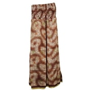 Mogul Women's Maxi Skirt Gypsy Brown Vintage Silk Sari Divided Long Skirts
