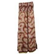 Mogul Women's Maxi Skirt Gypsy Brown Vintage Silk Sari Divided Long Skirts