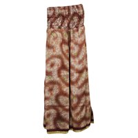 Mogul Women's Maxi Skirt Gypsy Brown Vintage Silk Sari Divided Long Skirts