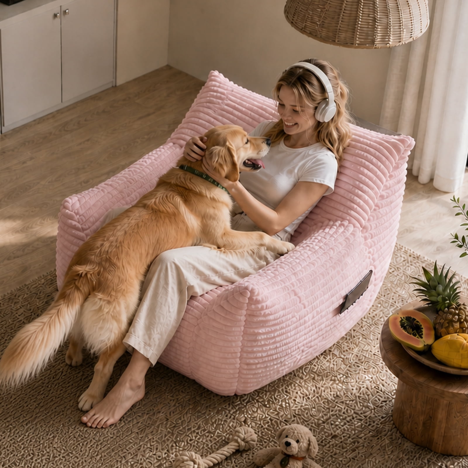 Bean Bag Chair for Adults, Oversized Comfy Beanbag Living Room Lazy Sofa for Bedroom & Dorm