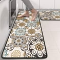 thumbnail image 2 of Kitchen Rugs Sets Of 2,Brown Ethnic Floral and Mandala Pattern Anti Fatigue Kitchen Mat Rugs Non Slip Washable,Decorative Kitchen Floor Mats for Kitchen,Sink,Laundry,17"x47"+17"x47", 2 of 5