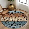 thumbnail image 3 of Round Area Rug 8 Ft, Blue Brown Washable Non-Slip Circle Carpet for Living Room/Bedroom, Rustic Farmhouse Dog Paw Vintage Collection Low-Profile Large Area Rugs for Indoor, 3 of 7