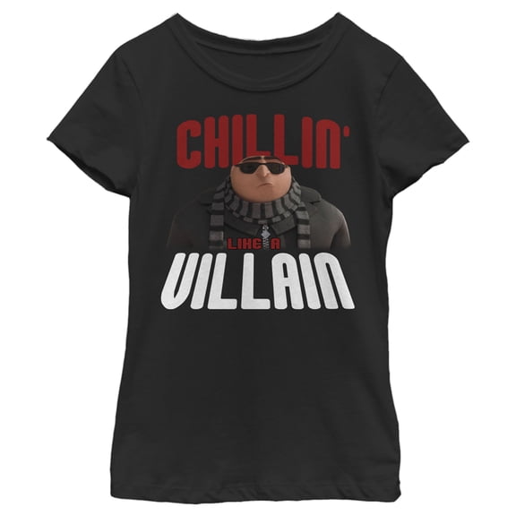 Girl's Despicable Me Gru Chillin' Like a Villain Graphic Tee Black Medium