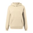 thumbnail image 6 of Women's Fashion Oversized Drop Shoulder Long Sleeve Sweatshirt Solid Color Hooded Sweatshirt for Comfortable Fit,Beige,2XL, 6 of 7