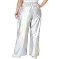 thumbnail image 3 of Agnes Orinda Plus Size Metallic High Waist Stretchy Jogger Pants for Women Holographic Hip Hop Streetwear, 3 of 5