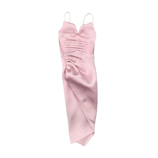 Ropa femenina de 12 pulgadas (escala 1:6), vestido con abertura alta y escote en V profundo. Rosa