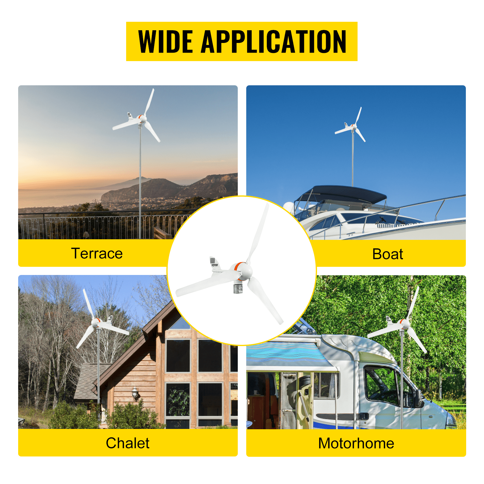 SKYSHALO Wind Turbine Generator, 12V/AC Wind Turbine Kit, 400W Wind Power Generator w/Wind & Solar Controller 3 Blades Auto Adjust Windward Direction Suitable for Terrace, Marine, Motorhome