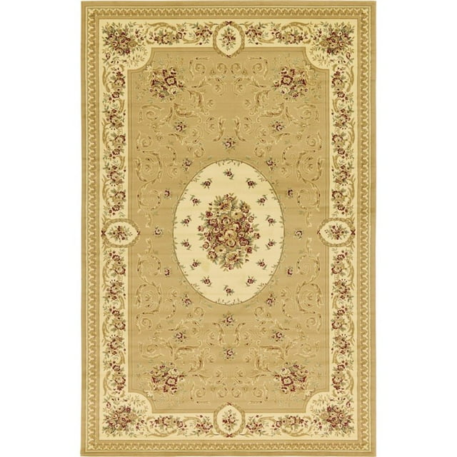 Unique Loom Tapis Motif Médaillon Versailles 10' 6 x 16' 5 Rectangle Tan/ivoire