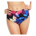 thumbnail image 2 of CALVIN KLEIN Women's Black Floral Stretch Lined Full Coverage Shirred High Waisted Swimsuit Bottom S, 2 of 2