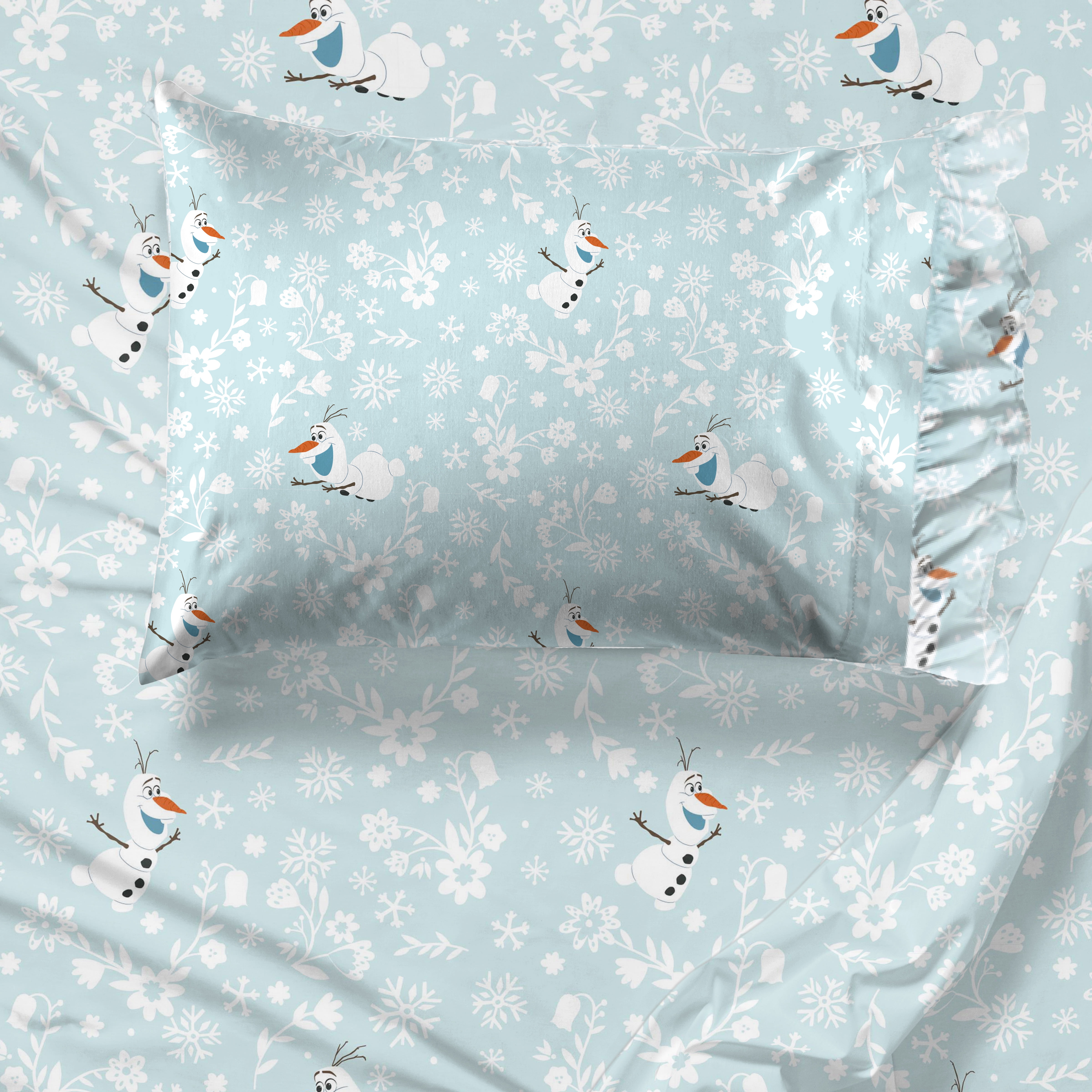 Disney Frozen Icy Adventure 3-Piece Twin Sheet Set, Kids, White and Blue