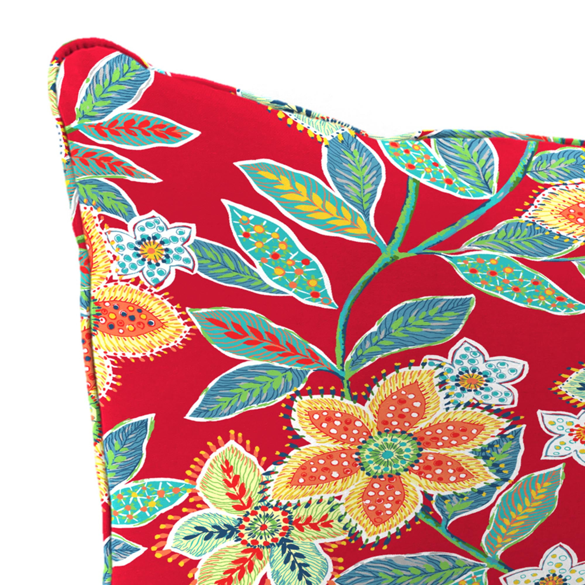 Jordan Manufacturing 46.5" x 24" Leathra Red Floral Rectangular Outdoor Deep Seat Chair Cushion Set with Welt