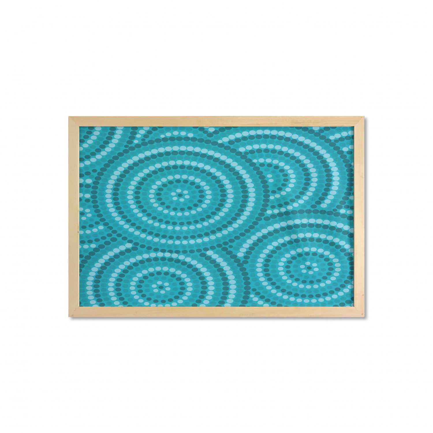 Teal Wall Art with Frame, Abstract Aboriginal Tradition Dot Painting