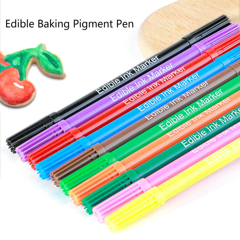 12 Pieces Black Food coloring Pens Double Sided Food Grade and Edible  Marker Pen 