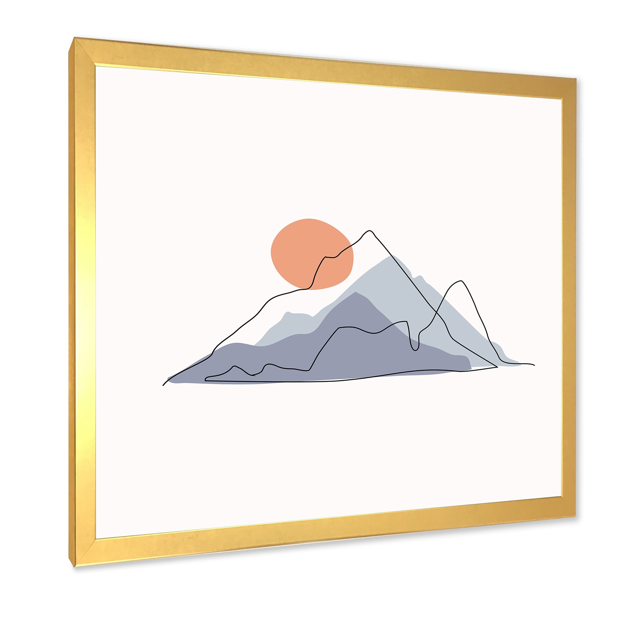 Designart 'Abstract Red Moon With Mountainscape' Modern Framed Art Print