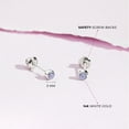 thumbnail image 4 of Bezel Set Simulated Alexandrite Toddler Screw Back Earrings 14k White Gold, 4 of 6