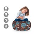 thumbnail image 2 of Floral Storage Toy Bag Chair, Continued Pattern of Hibiscus White Flower Illustration and Leaves in Calm Tones, Stuffed Animal Organizer Washable Bag, Large Size, Sea Blue Brown, by Ambesonne, 2 of 3