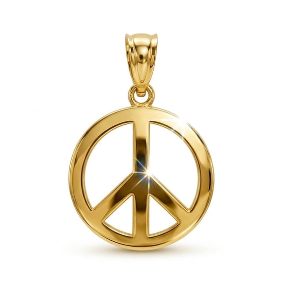 Charm America - Gold Peace Sign Charm - 10 Karat Solid Gold