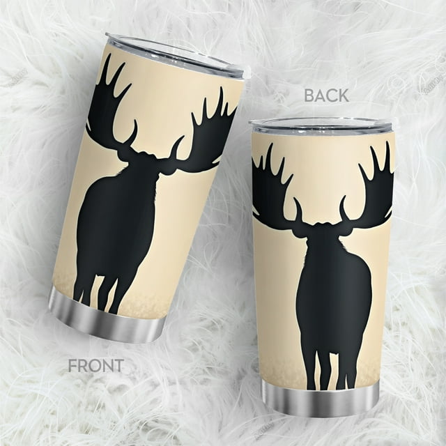 Vaso de viaje Oasisdream de acero inoxidable con estampado de ciervos, 600 ml