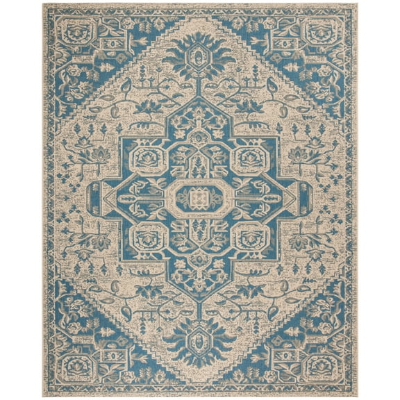 SAFAVIEH Beach House Jose Geometric Indoor/Outdoor Area Rug Blue/Cream, 7'10" x 10'