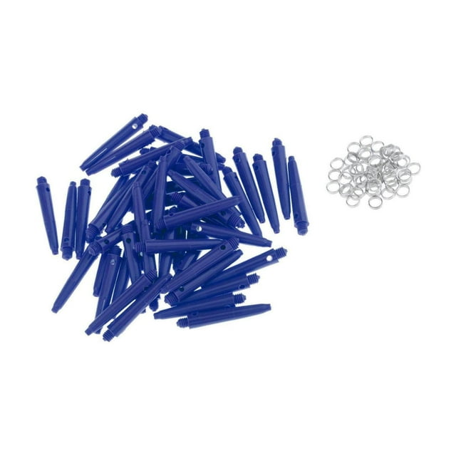 50x Dart Shafts 2BA Darts Accessories with Protection standard thread Rings 35mm Blue